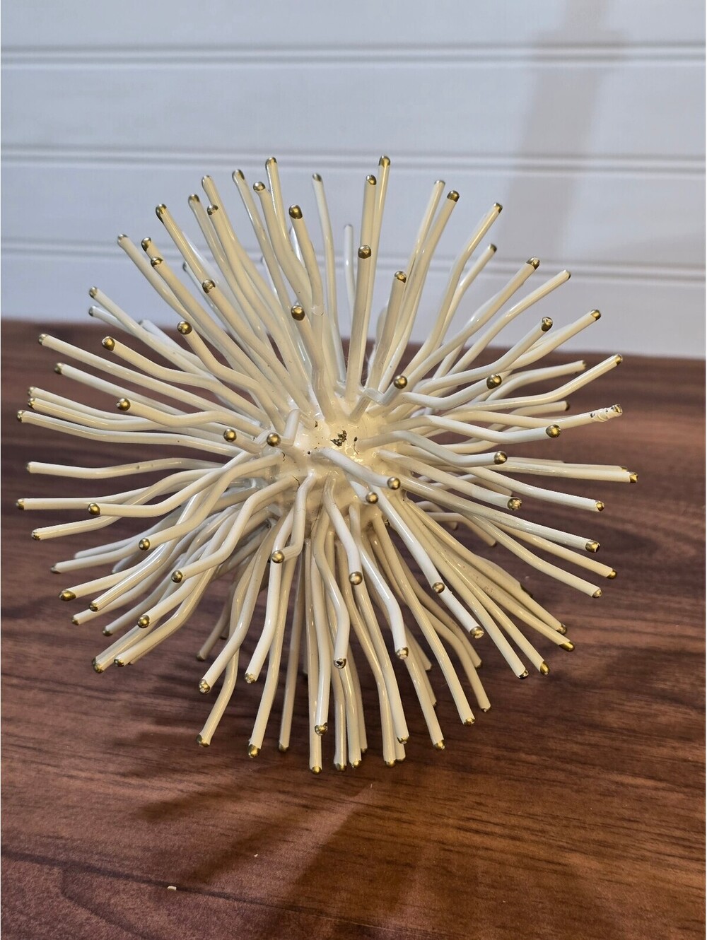 White and Gold Decorative Sea Urchin Sculpture